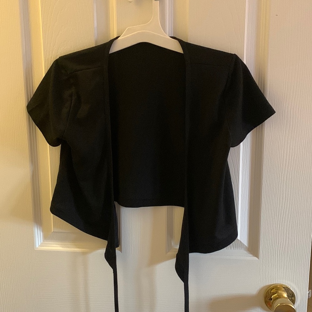 Black Wrap Around V-Neck Crop Top